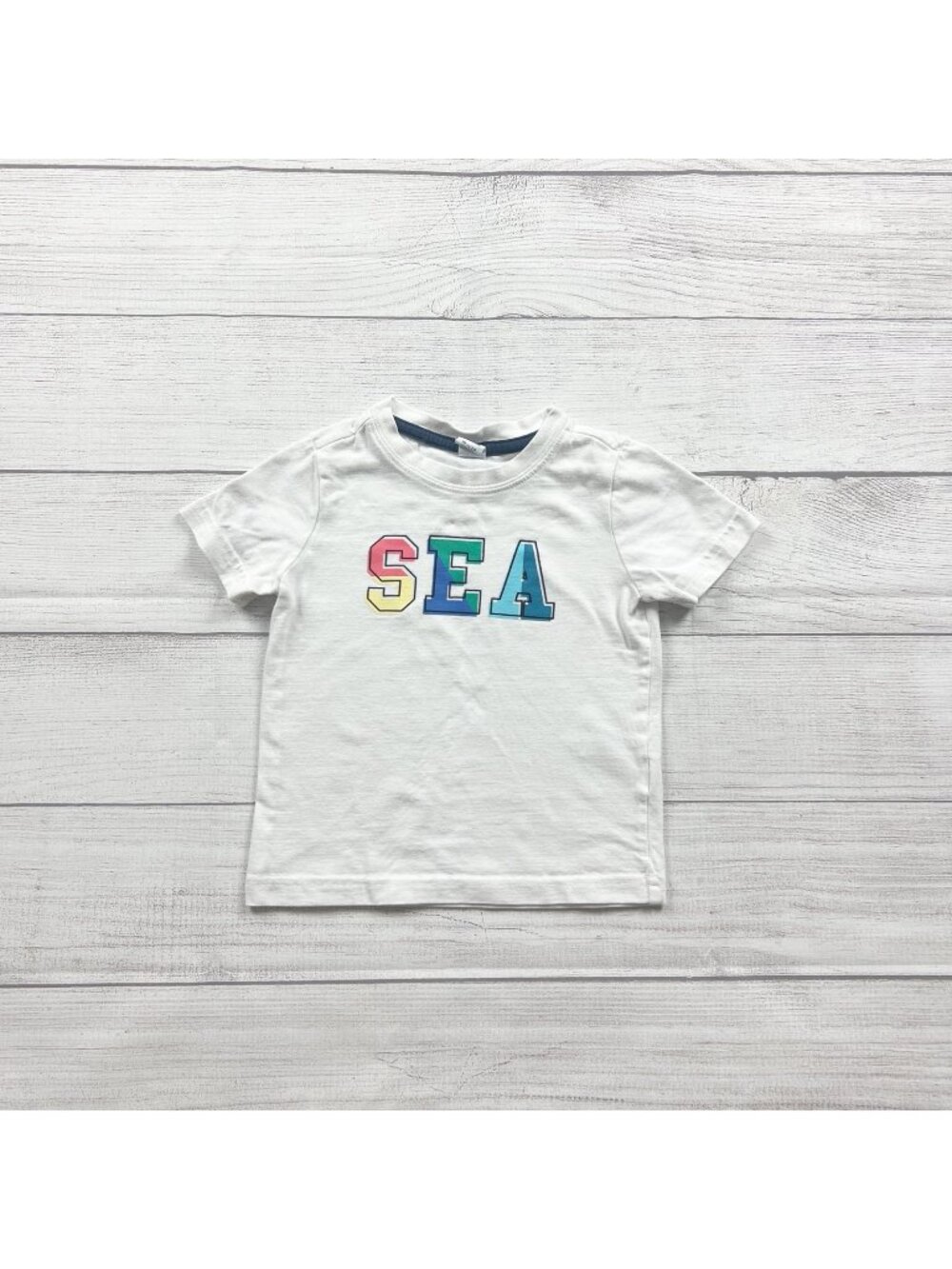 Janie And Jack SEA Graphic White Short Sleeve Toddler Tee 18-24 Months